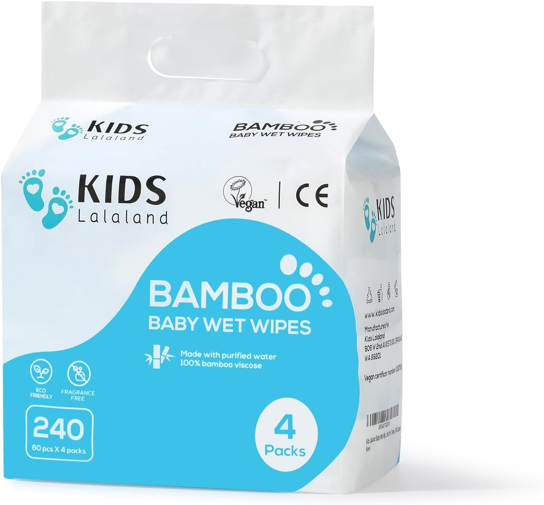 Kids Lalaland Baby Wet Wipes, Bamboo, Eco-Friendly, Unscented for Sensitive Skin, Hypoallergenic