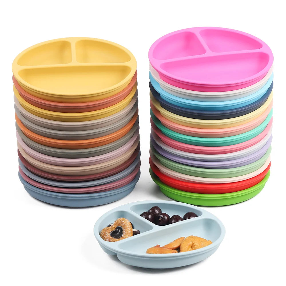 8PCS Baby Feeding Set Waterproof Bibs Kids Sucker Dinner Plate Antislip Bowl Spoon Cup Children&