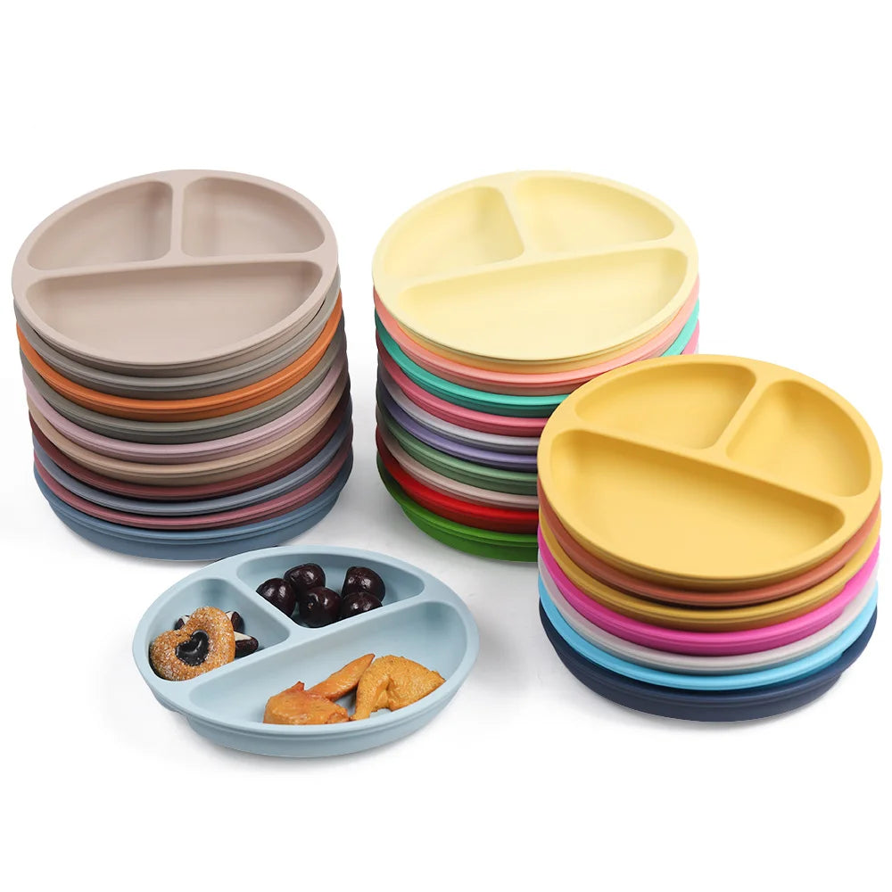 8PCS Baby Feeding Set Waterproof Bibs Kids Sucker Dinner Plate Antislip Bowl Spoon Cup Children&