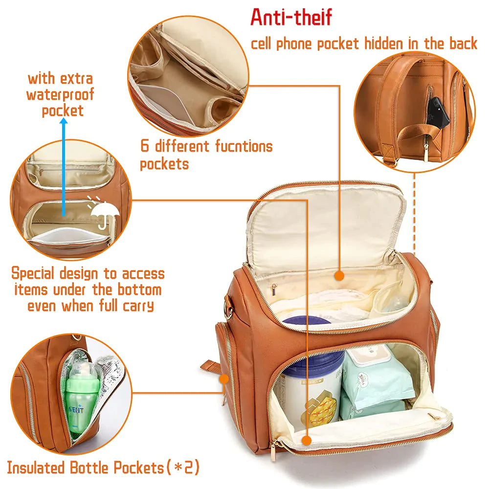 Diaper Leather Back Pack