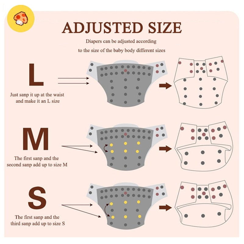 Baby Diapers ECO-friendly Adjustable Washable Reusable for Baby Girls and Boys