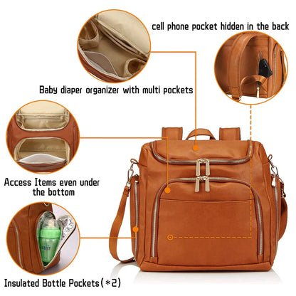 Diaper Leather Back Pack